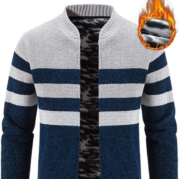 Blue and Grey Mens Cardigan - Picture 1 of 7